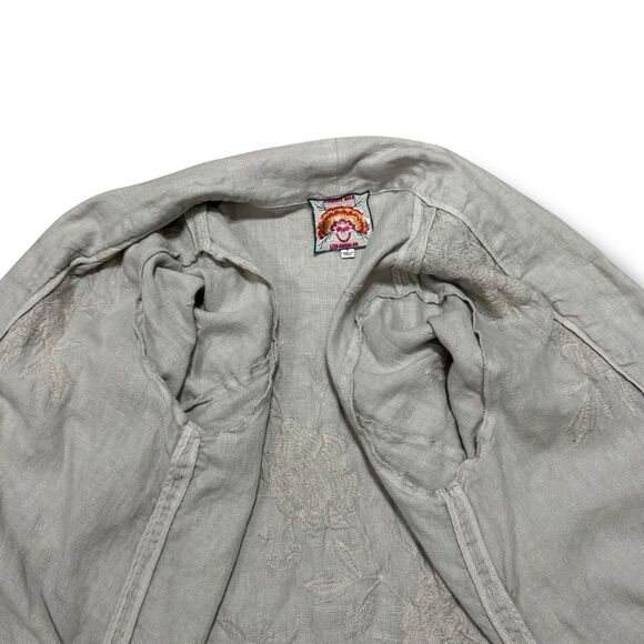 Johnny Was Sadie Heavy Linen Coat Gray Women’s Open Front Long Jacket Size M/L - Picture 3 of 14